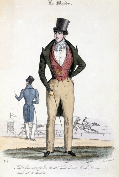 Mannelijke mode in 1829 - in "Les Modes" door French School