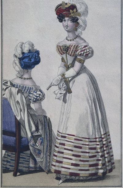 Modeplaat, Parijs, illustratie uit Le Petit Courrier des Dames, ca.1820 door French School