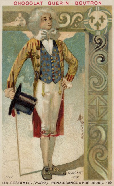 Modieus geklede man, 1792 door French School