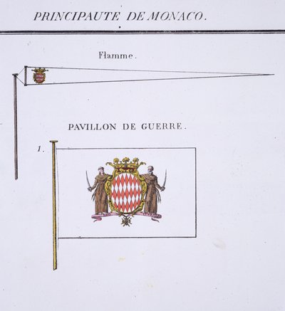 Vlaggen uit Monaco, uit een Frans vlaggenboek, c.1819 door French School