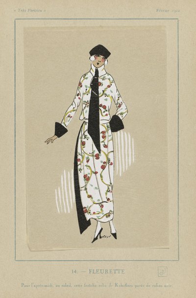 Fleurette, uit Tres Parisiens, pub. 1922 (sjabloondruk) door French School
