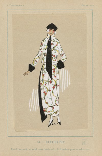 Fleurette, pub. 1922 pochoir print door French School