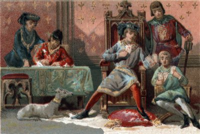 Ter afleiding speelde de koning van Frankrijk Karel VI (1368-1422) vaak kaarten. door French School