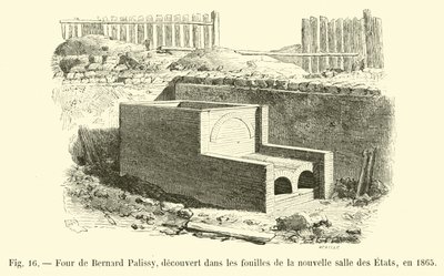 Oven van Bernard Palissy, ontdekt tijdens de opgravingen van de nieuwe zaal van de Staten, in 1865 door French School