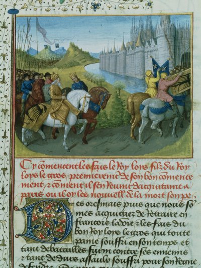 Intocht van Lodewijk VII in Constantinopel met keizer Koenraad III tijdens de kruistochten, 1147-9 door French School