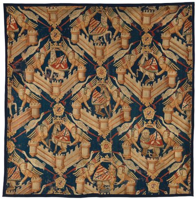 Fragment van een heraldisch tapijt met de Wapens van Beaufort, Turenne en Comminges, gemaakt in Parijs of Arras door French School