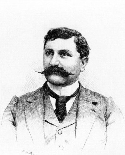 Francois DE NION (1856-1923), Franse romanschrijver en toneelschrijver. Tekening door Everet Louis Van Muyden (1853-1922). Gravure 1900 door French School