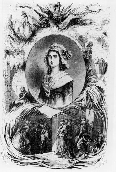 Franse Revolutie: portret van Charlotte Corday, ca. 1793 door French School