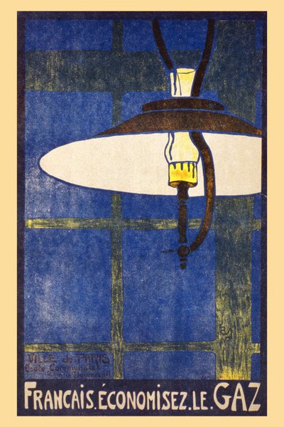 Frans: "Save Gas" - poster van de stad Parijs door French School