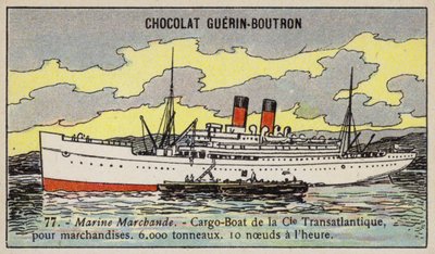 Frans vrachtschip van de Compagnie Transatlantique door French School