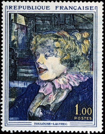 Franse postzegel met schilderij van Toulouse Lautrec door French School