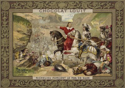 Franse troepen onder bevel van kardinaal Richelieu forceren de pas bij Suza, Savoye, 1629 door French School