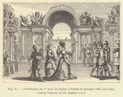 Frontispice van de Eerste Acte van de Opera Armide en Renaud door French School