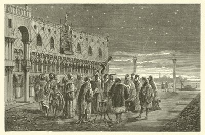 Galileo toont de satellieten van Jupiter aan de senatoren van Venetië door French School