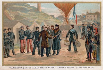 Gambetta verlaat Parijs in de luchtballon Armand-Barbes door French School