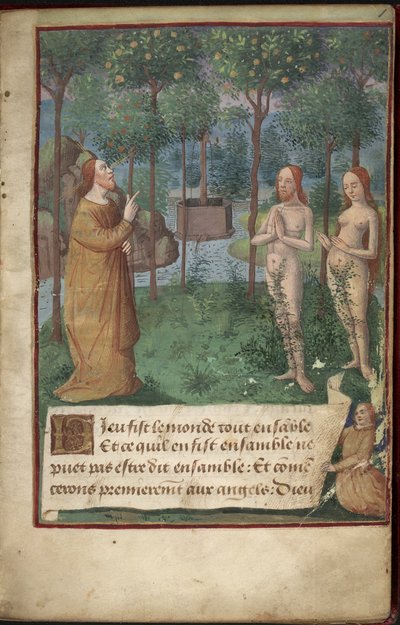 Tuin van Eden, Add MS 26667, f.1r, Chronique Universelle door French School