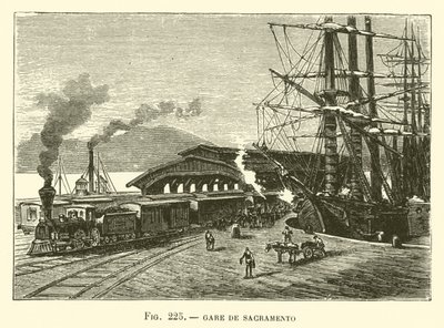 Station van Sacramento (gravure) door French School