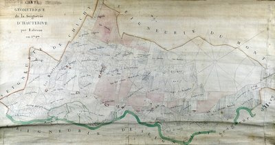 Geometrische kaart van de heerlijkheid Hauterive door Labrune in 1787 door French School