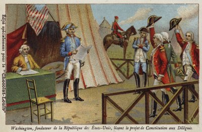 George Washington leest de ontwerpgrondwet van de Verenigde Staten voor aan afgevaardigden door French School