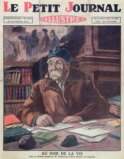 Georges Clemenceau (1841-1929) op oudere leeftijd, omslag van Le Petit Journal 10 november 1929 door French School