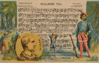 Gioachino Rossini, 19e eeuwse Italiaanse componist, en muziek uit zijn opera Wilhelm Tell door French School