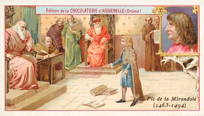 Giovanni Pico della Mirandola, Italiaanse filosoof, als kind (chromolitho) door French School