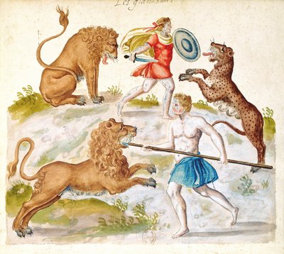 Gladiatoren die vechten met dieren door French School