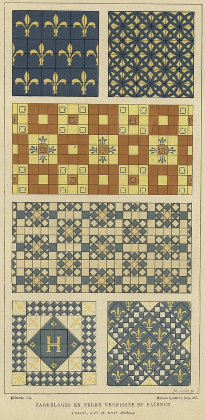 Glazuur aardewerk en faience tegels, 13e, 15e en 16e eeuw door French School