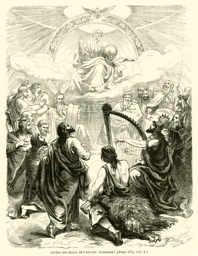 Glorie van de heiligen van het Oude Testament (gravure) door French School