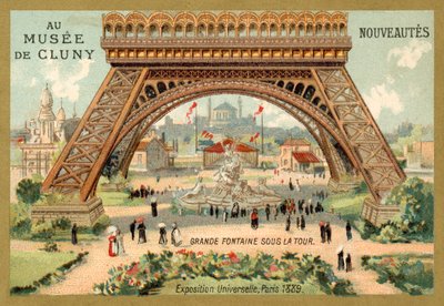Grote fontein onder de Eiffeltoren, Exposition Universelle, Parijs door French School