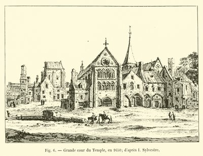 Grote binnenplaats van de Tempel, in 1650; naar I Sylvestre door French School