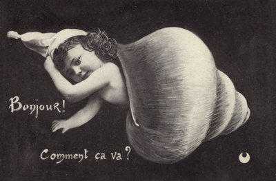 Wenskaart (litho) door French School