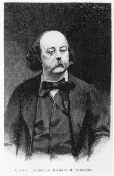 Gustave Flaubert, naar een tekening van M. Desmoulins, gegraveerd door Henri Dochy (19e eeuw) door French School