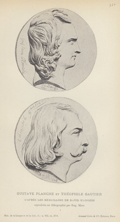 Gustave Planche en Theophile Gautier (litho) door French School