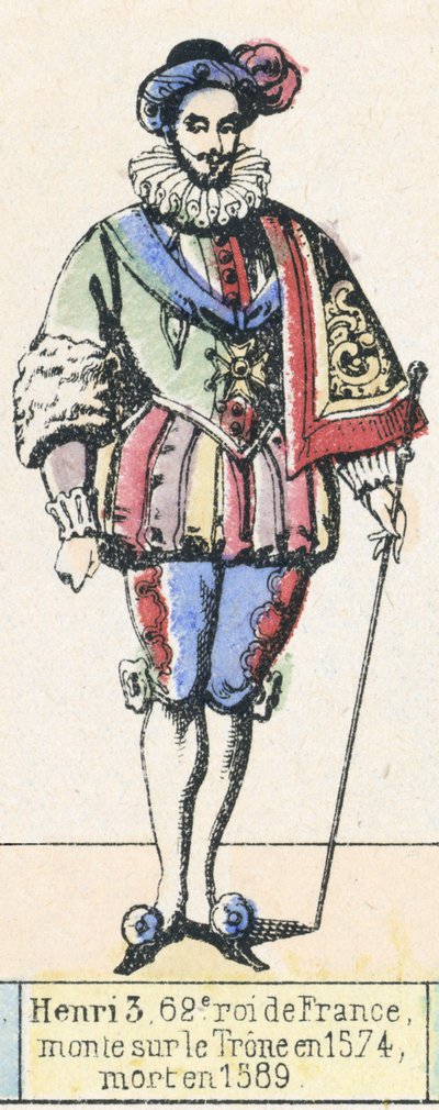 Hendrik III, 62e koning van Frankrijk, besteeg de troon in 1574, stierf in 1589 door French School