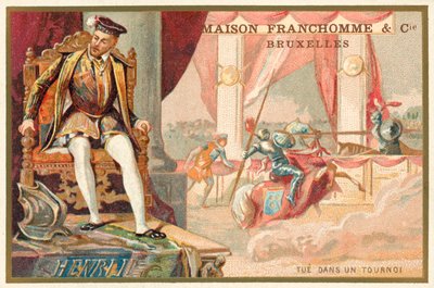 Hendrik II van Frankrijk gedood op een toernooi door Gabriel Montgomery door French School