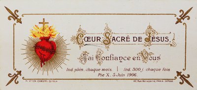 Heilige kaart, gewijd aan het Heilig Hart, 1906 door French School