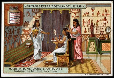 Huizen in de oudheid: Egyptische badkamer door French School