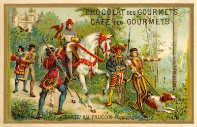 Jagen met valken, Compiègne, Frankrijk door French School