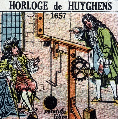 Huyghens klok 1657 (vrije slinger) - gravure, begin 20e eeuw door French School