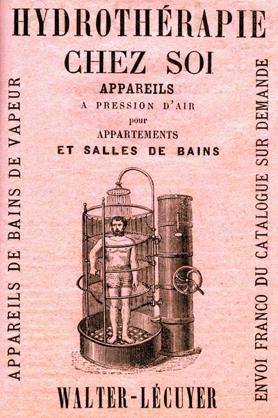 Hydrotherapie thuis: luchtdrukapparaten voor appartementen en badkamers - douche - hygiëne - netheid - modern comfort - water - reclame door French School