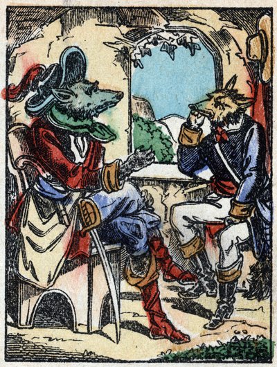 Illustratie van het verhaal "De wolf, de geit en de zeven biquets" Houtsnede van Imaging Pellerin - Epinal, sd. Eind 19e eeuw. door French School