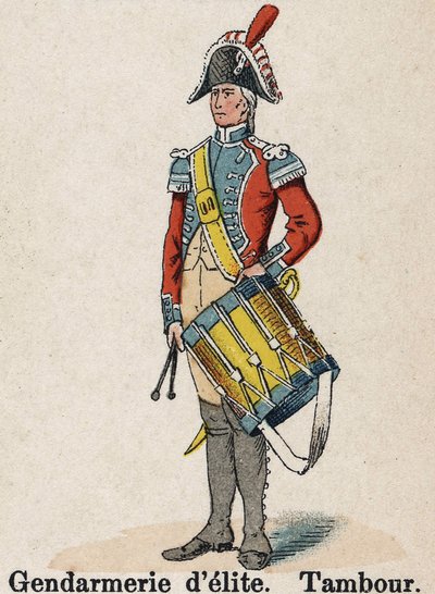Keizerlijke Garde Napoleon I: Elite Gendarmerie - Trommel. Plaat uit het boek Les Uniforms de l