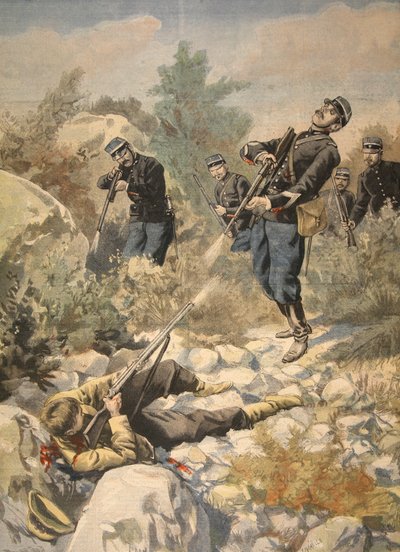 In Corsica: politie en gangster, illustratie uit Le Petit Journal: Supplement illustre, 1898 door French School
