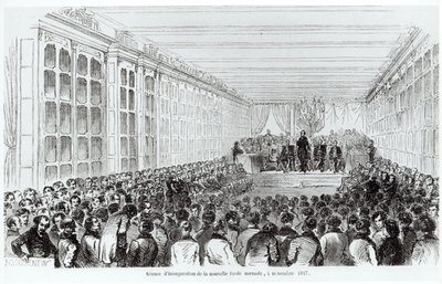 Inhuldiging van de Ecole Normale Superieure in Parijs, uit Les Tableaux de Paris door Texier, 1852 door French School