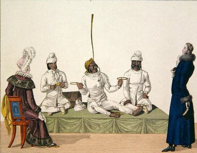 Indiase jongleurs die een balansact uitvoeren, plaat 87 uit le Bon Genre, c.1810 door French School