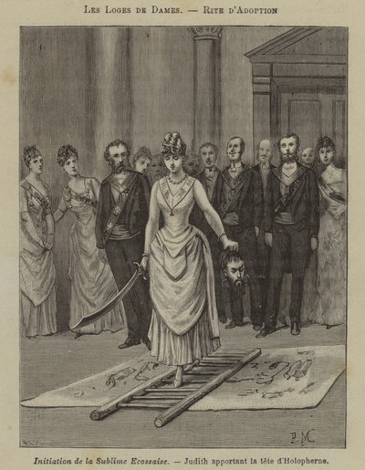 Inwijdingsceremonie in een vrouwenloge (gravure) door French School