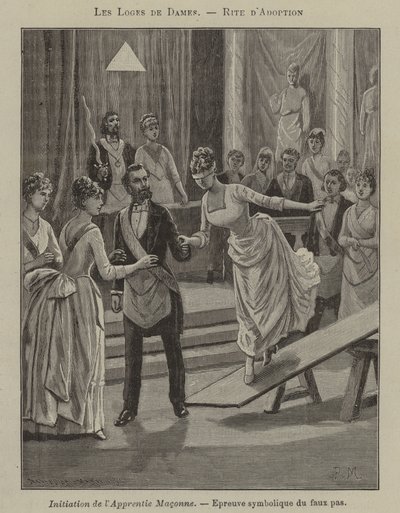 Inwijding van een leerling metselaar in een vrouwenloge door French School