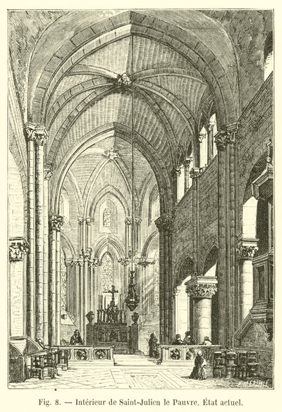 Interieur van Saint-Julien le Pauvre, huidige staat door French School