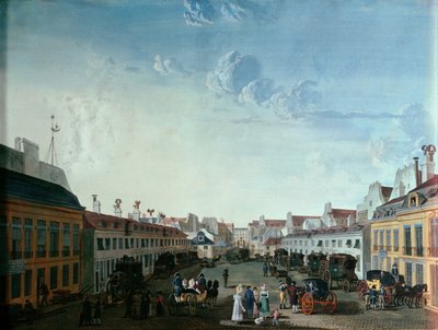 Binnenplaats van de keizerlijke postkoetsdienst, begin 19e eeuw door French School